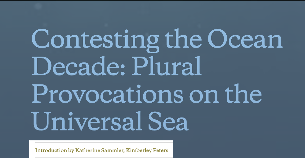 Society & Space forum out now! Contesting the Ocean Decade: Plural Provocations on the Universal&nbsp;Sea