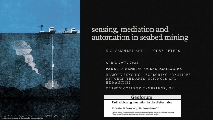 Sensing, mediation and automation in seabed mining. Cambridge&nbsp;2023.